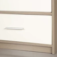 Cómoda 8 Cajones de Tela Plegables, 114x30x92 Cm, Madera y Blanco(m-7)