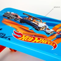Mesa de Picnic Infantil Hot Wheels con 2 Banquetas Integradas, 69x79x42 Cm, Azul y Naranja(m-3)