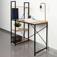 Escritorio 2 en 1 con Estantería Integrada, 120x64x120 Cm, Negro(m-5)