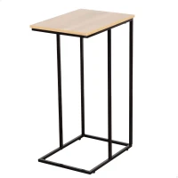 Mesa Auxiliar en Forma de C Estilo Industrial con Estructura de Acero y Tablero, 40x30x66 Cm, Negro(m-1)