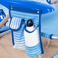 Silla Baja de Playa Plegable Reclinable 4 Posiciones con Cojín y Bolsillo, 64x11x64 Cm, Azul a Rayas(m-6)