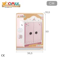 Armario de Muñecas de Madera Woomax, Cierre Magnético, 34x23x55 Cm, Rosa y Blanco(m-6)