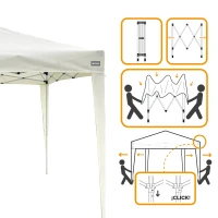 Cenador Plegable con Altura Ajustable, 300x300x240-250 Cm, Blanco(m-3)