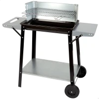 Barbacoa Carbón Portátil Parrilla Regulable 4 Alturas, 90x32x85 Cm, Negro y Gris(m-1)