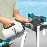 Aspiradora de Piscina Manual Batería Recargable 100 Min Autonomía, Mástil 2,8 M, Azul(m-5)