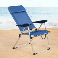 Silla de Playa Plegable Aktive Reclinable 4 Posiciones, 48x65x110 Cm, Azul(m-3)
