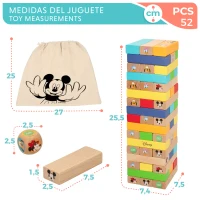 Bloques Apilables de Madera Disney, 52 Piezas, 11x8x26 Cm, Multicolor(m-5)