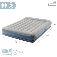Colchón Hinchable Intex Pillow Rest Mid-Rise Fiber-Tech, 152x203x30 Cm, Gris(m-4)