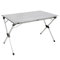 Mesa Plegable de Aluminio Ligera 110x70x70 Cm, Gris(m-1)