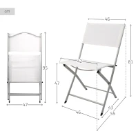 Silla Plegable Jardín Textileno Reforzado, 46x55x81 Cm, Blanco(m-4)