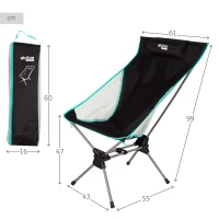 Silla Plegable Camping Ultracompacta con Cojín, 16x14x60 Cm, Negro(m-4)