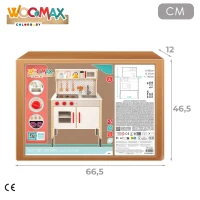 Cocina Infantil de Madera Woomax Eléctrica, 59,5x30x94,5 Cm, Madera Natural(m-7)