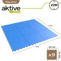 Suelo Protector Goma EVA Puzle 9 Piezas, 146x146x0,4 Cm, Azul(m-6)