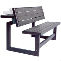 Banco de Jardín Convertible en Mesa, 141x36x88,5 Cm, Gris(m-1)