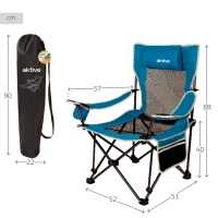 Silla Tumbona Plegable Aktive Camping, 54x152x75 Cm, Azul y Negro(m-4)