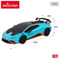 Coche Teledirigido Lamborghini Huracán STO Escala 1:24 con Licencia Oficial, 19,5x9,5x5,5 Cm, Azul(m-6)