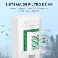 HOMCOM Climatizador Refrigerador de Ar Portátil 3 em 1 com 3 Velocidades Controlo Remoto Temporizador 7,5h Ecrã LED 37x32x78 cm Branco(m-4)