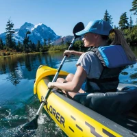 Kayak Hinchable Explorer K2 con 2 Remos, 312x91x51 Cm, Amarillo y Gris(m-5)