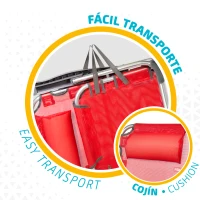 Silla Playera Plegable Multiposición con Cojín, 48x60x90 Cm, Rojo(m-4)