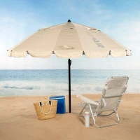 Sombrilla de Playa Antiviento 16 Varillas de Fibra de Vidrio, 220x145x225 Cm, Crema(m-2)