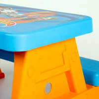 Mesa de Picnic Infantil Hot Wheels con 2 Banquetas Integradas, 69x79x42 Cm, Azul y Naranja(m-5)