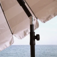 Sombrilla de Playa Antiviento 16 Varillas, Ø240 Cm, Azul y Blanco(m-7)