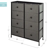 Cómoda 8 Cajones Efecto Mármol, 80x30x81 Cm, Negro(m-4)