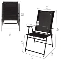 Pack de 4 Sillas Plegables Slim, 47x64x95 Cm, Negro(m-4)
