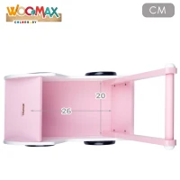 Carrito de Muñecas de Madera WOOMAX, Apto para Muñecas 30-40 Cm, 26x7x42 Cm, Blanco y Rosa(m-5)