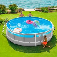 Piscina Desmontable Prism Frame Clearview con Depuradora 5,678 L/h, Ø488x122 Cm, Gris Claro(m-2)