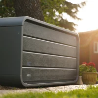 Baúl Exterior Ultrarresistente con Tapa Abatible, 147x72x64 Cm, Gris(m-7)