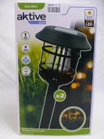 Pack 2 Focos Solares LED Luz Cálida con Estaca, 13x13x55 Cm, Negro(m-11)