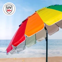 Sombrilla de Playa Antiviento 16 Varillas, 206x145x236 Cm, Multicolor(m-3)