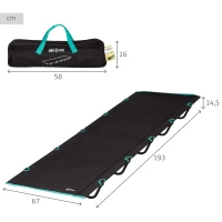 Cama Plegable Camping Elevada Aktive con Bolsa, 193x67x14,5 Cm, Negra(m-4)