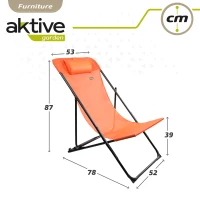 Silla Hamaca Plegable Multiposición con Cojín Aktive, 53x78x87 Cm, Naranja(m-4)