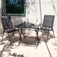 Pack 2 Sillas Plegables Estrechas con Reposabrazos, 47x64x95 Cm, Negro(m-5)