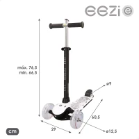 Patinete 3 Ruedas con Luces Personalizables, Manillar Regulable, 29x60,5x66,5-76,5 Cm, Blanco(m-8)