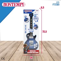 Guitarra Eléctrica de Juguete con Micrófono Auricular y Bluetooth, 24x6,5x72,5 Cm, Azul y Negro(m-7)