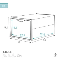 Pack 6 Cajas para Zapatos Apilables Antivuelco con Apertura Frontal, 25x35x18,5 Cm, Transparente(m-4)