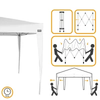 Cenador Plegable con Altura Ajustable, 300x300x240/250 Cm, Blanco(m-3)