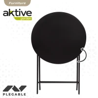 Mesa Redonda Plegable Metal, 60x60x70 Cm, Negro(m-3)