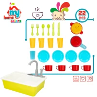 Fregadero de Juguete con 22 Accesorios y Mecanismo de Bombeo, 42x11,5x28,5 Cm, Multicolor(m-5)