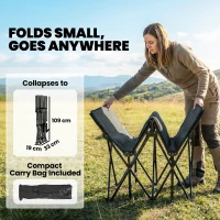 Outsunny Camping Cot with Soft Pad, 80cm Extra Wide Folding Cots with Side Pocket and Carry Bag, Grey(m-7)