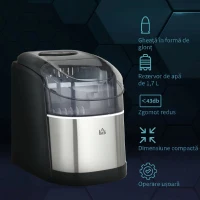 HOMCOM Aparat de Facut Gheata, 12 kg in 24 ore, 9 Cuburi(m-8)