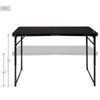 Mesa Plegable Camping Aktive Regulable 60-70 Cm con Red Extraíble, 63x8x64,5 Cm, Negra(m-3)