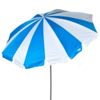 Sombrilla de Playa 8 Varillas UV50 Reclinable 220 Cm, Azul y Blanco