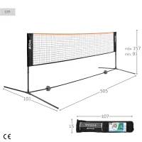 Red Vóley y Bádminton Portátil Ajustable Aktive, 505x101x157 Cm, Negro(m-4)