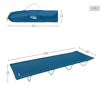 Cama de Camping Plegable Aktive, Estructura de Acero 19 Mm, 180x60x18 Cm, Azul(m-4)