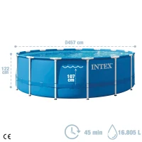 Piscina Desmontable Intex Metal Frame con Depuradora, 457x122 Cm, Azul(m-4)