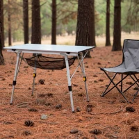 Mesa Plegable Camping Aktive Antideslizante y Ajustable, 19,5x14x93,5 Cm, Plata(m-3)